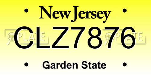 CLZ7876 New Jersey License Plate