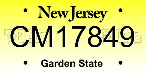 CM17849 New Jersey License Plate