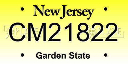 CM21822 New Jersey License Plate