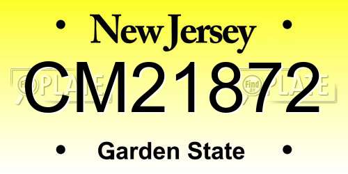 CM21872 New Jersey License Plate