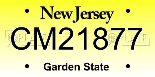 CM21877 New Jersey License Plate
