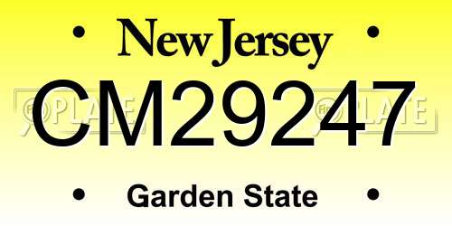 CM29247 New Jersey License Plate