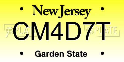 CM4D7T New Jersey License Plate