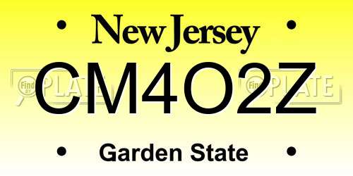 CM4O2Z New Jersey License Plate