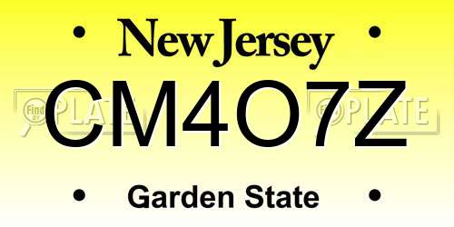 CM4O7Z New Jersey License Plate
