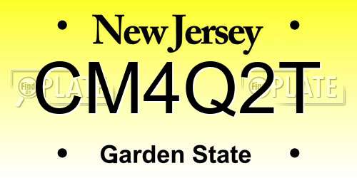 CM4Q2T New Jersey License Plate