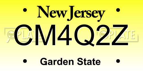 CM4Q2Z New Jersey License Plate