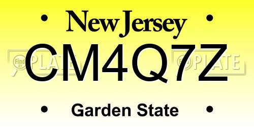 CM4Q7Z New Jersey License Plate