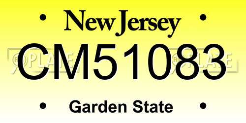 CM51083 New Jersey License Plate