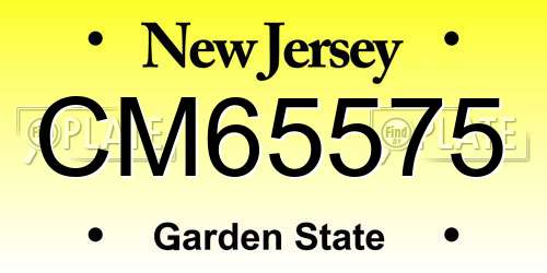 CM65575 New Jersey License Plate
