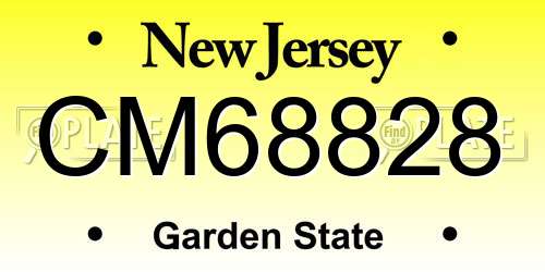 CM68828 New Jersey License Plate