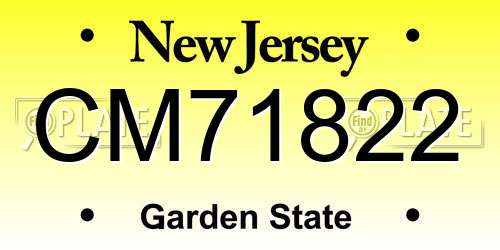 CM71822 New Jersey License Plate