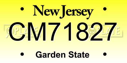 CM71827 New Jersey License Plate