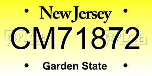 CM71872 New Jersey License Plate