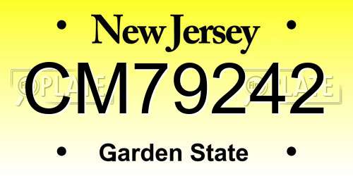 CM79242 New Jersey License Plate