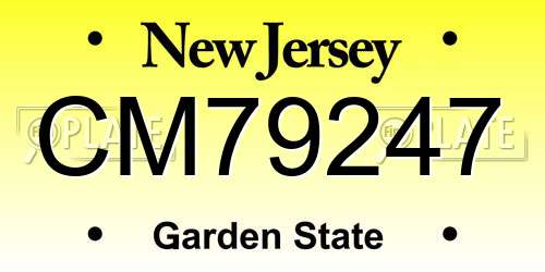 CM79247 New Jersey License Plate