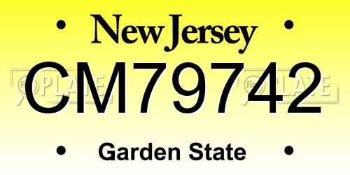 CM79742 New Jersey License Plate