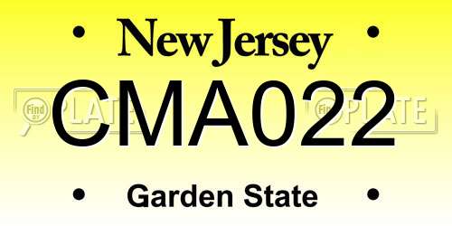 CMA022 New Jersey License Plate