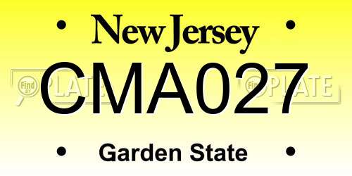 CMA027 New Jersey License Plate