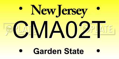 CMA02T New Jersey License Plate