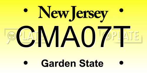 CMA07T New Jersey License Plate
