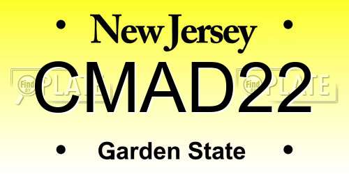 CMAD22 New Jersey License Plate