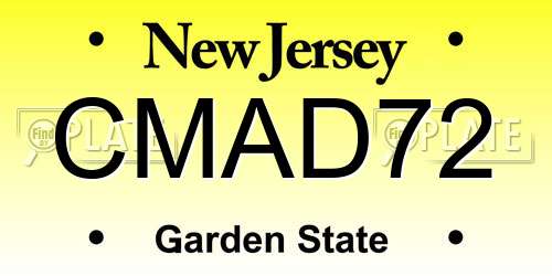 CMAD72 New Jersey License Plate
