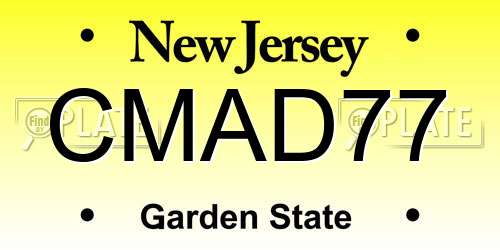 CMAD77 New Jersey License Plate