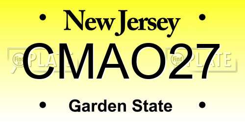 CMAO27 New Jersey License Plate