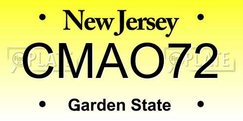 CMAO72 New Jersey License Plate