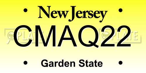 CMAQ22 New Jersey License Plate