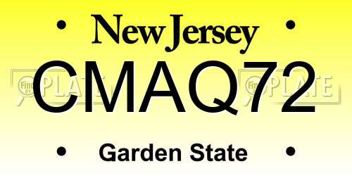 CMAQ72 New Jersey License Plate