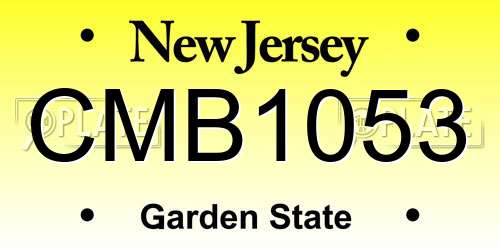 CMB1053 New Jersey License Plate