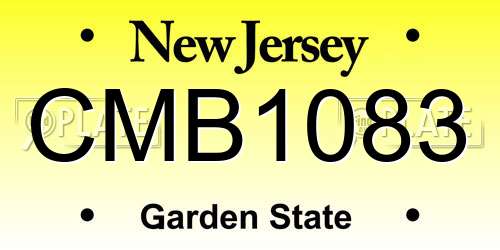 CMB1083 New Jersey License Plate