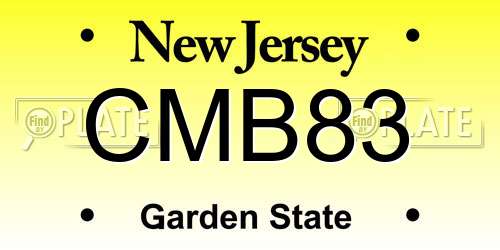 CMB83 New Jersey License Plate