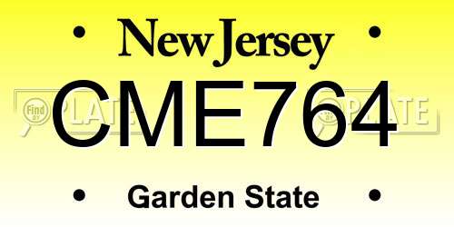 CME764 New Jersey License Plate