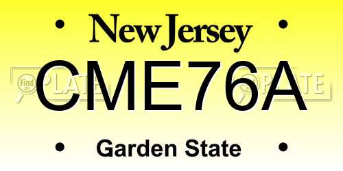 CME76A New Jersey License Plate