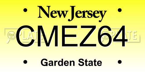 CMEZ64 New Jersey License Plate