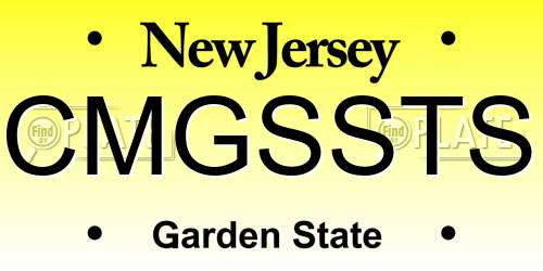 CMGSSTS New Jersey License Plate