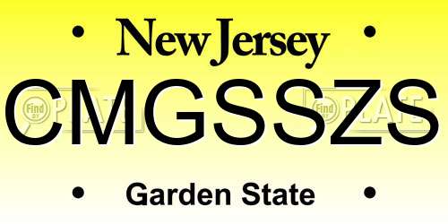 CMGSSZS New Jersey License Plate