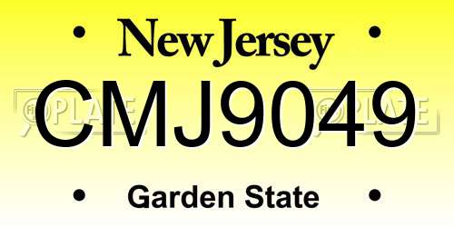 CMJ9049 New Jersey License Plate