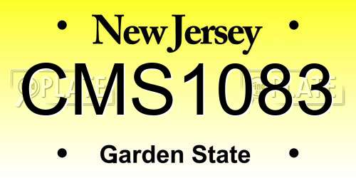 CMS1083 New Jersey License Plate
