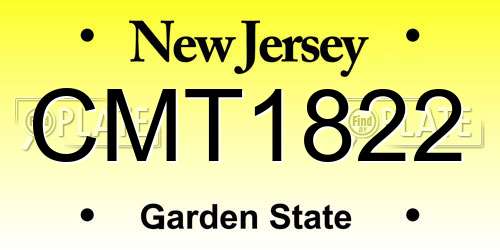 CMT1822 New Jersey License Plate