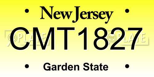 CMT1827 New Jersey License Plate