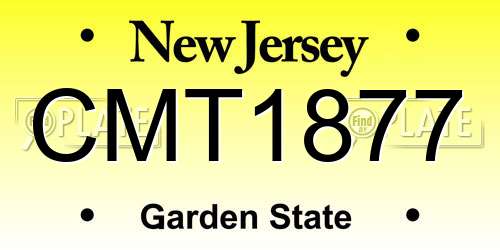 CMT1877 New Jersey License Plate