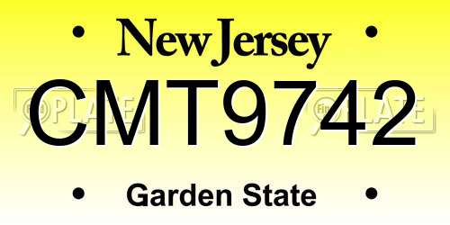 CMT9742 New Jersey License Plate