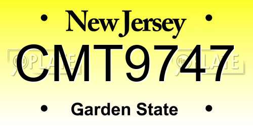 CMT9747 New Jersey License Plate