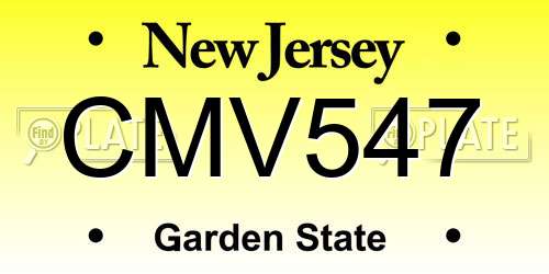 CMV547 New Jersey License Plate