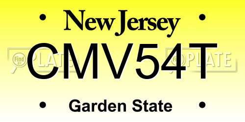 CMV54T New Jersey License Plate