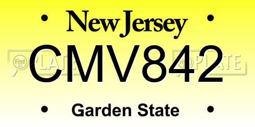 CMV842 New Jersey License Plate